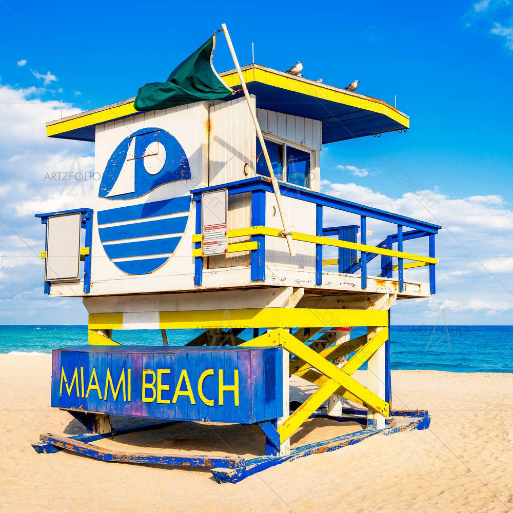 Lifeguard Tower in Miami Beach, Florida, USA — custom-size art design 5006236