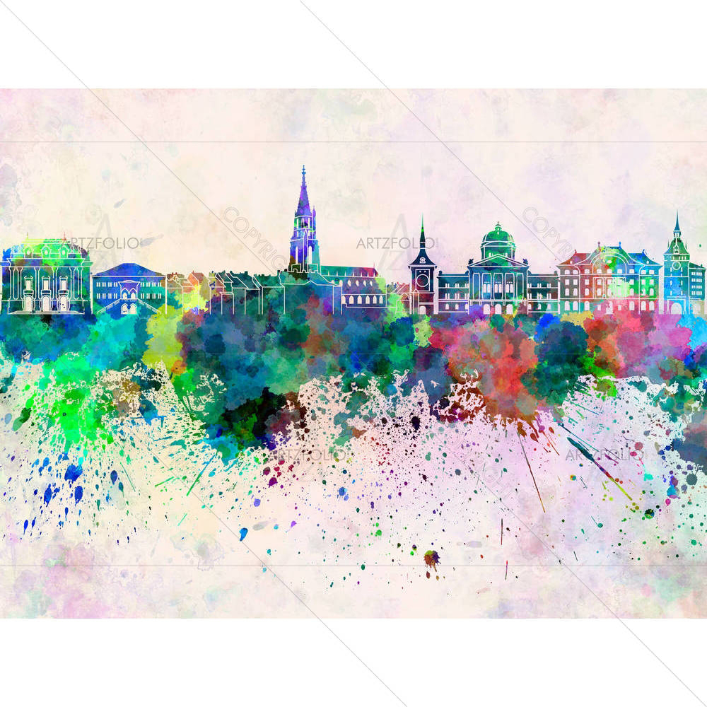 Skyline of Bern, Capital City of Switzerland — custom-size art design 5006293