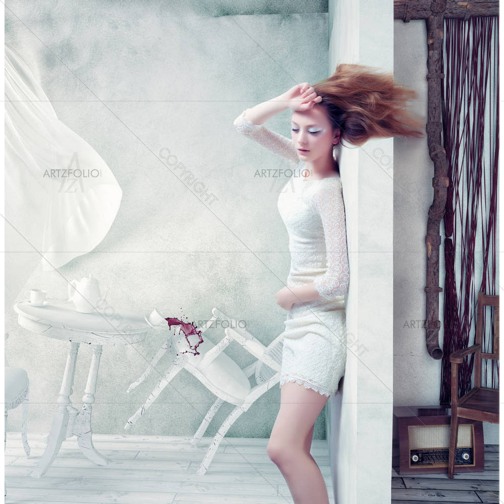 Woman At The Wall, Windswept — Ancient custom art by ArtzFolio