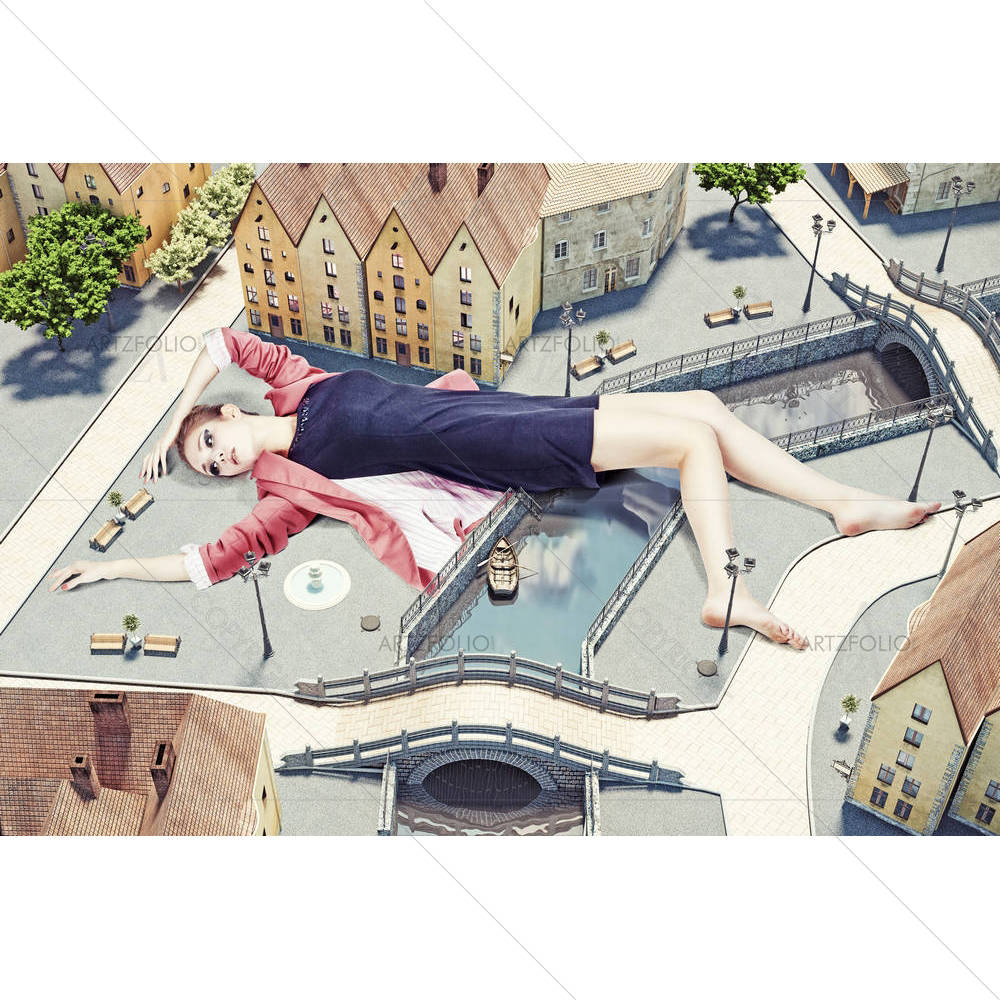 Woman On City Streets — custom-size art design 5006298