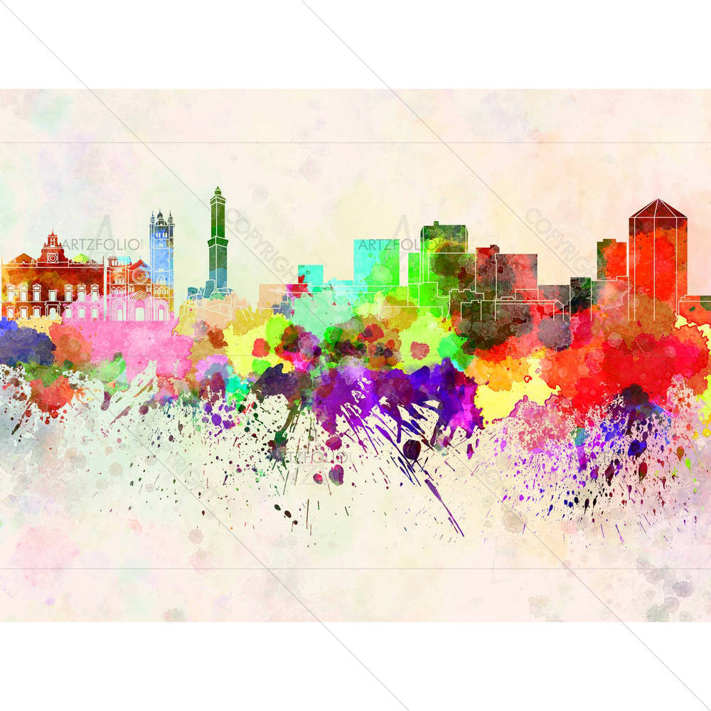 Skyline of Genoa, city in Northwest Italy — custom-size art design 5006300