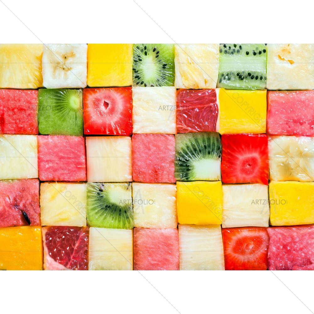 Diced Geometric Fruit Cubes — custom-size art design 5006313