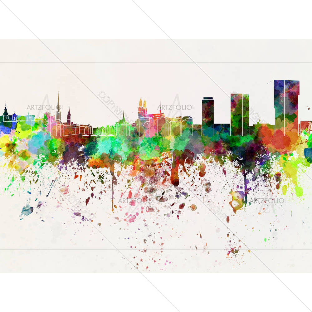 Skyline of Zurich, largest city in Switzerland — Abstract custom art by ArtzFolio