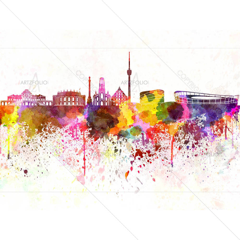 Stuttgart Skyline, City in Southwest Germany — custom-size art design 5006317