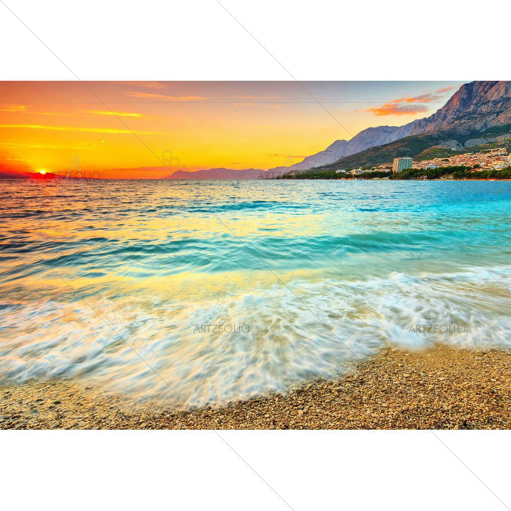 Magical Sunset over the Beach, Dalmatia, Croatia — Devotional custom art by ArtzFolio