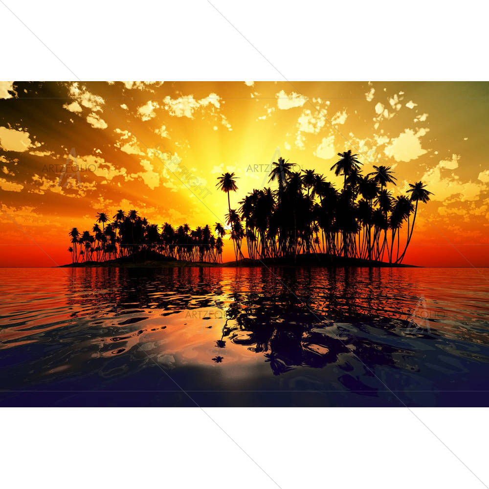 Sun Rays Inside Coconut Island — custom-size art design 5006343