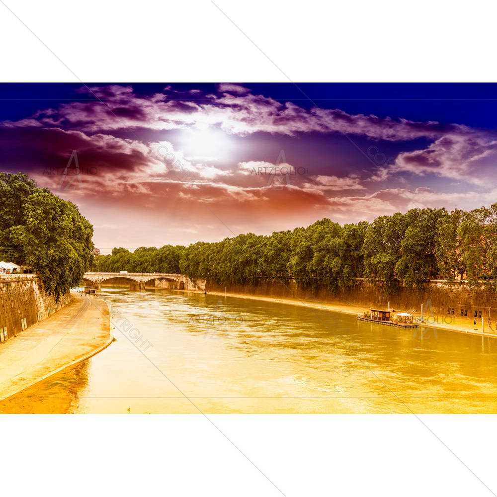 The Tiber River In Rome, Italy D1 — custom-size art design 5006347