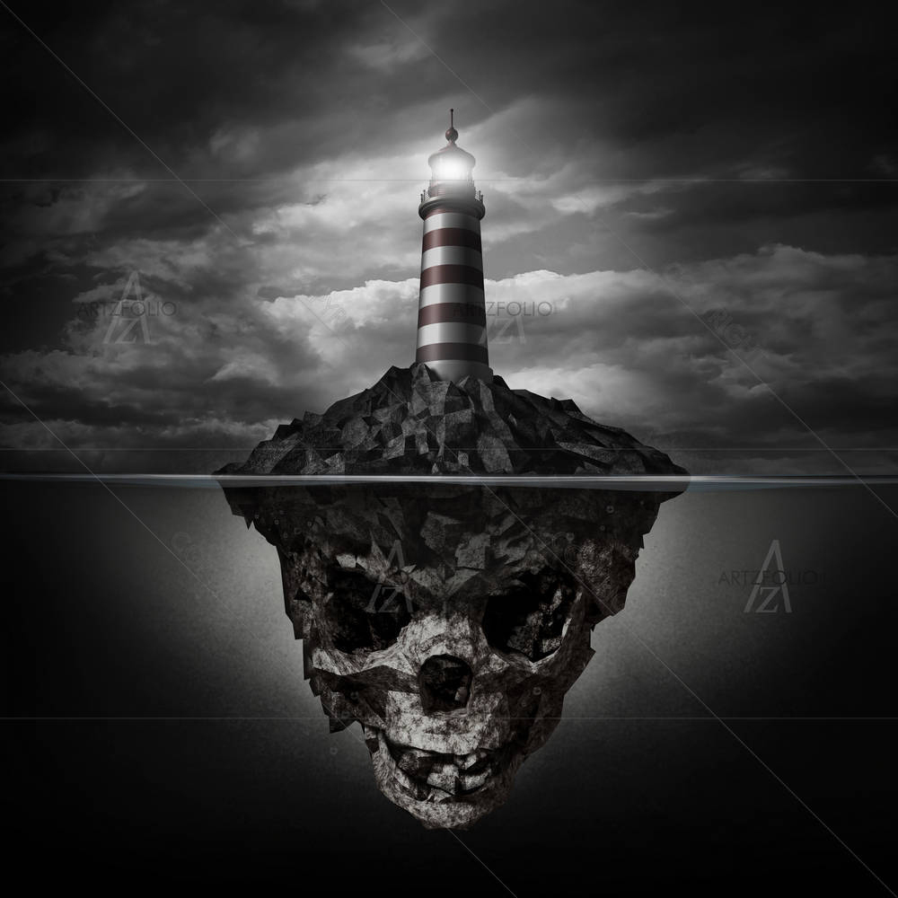 Underwater Skull Metaphor for Dishonesty & Deception — Business custom art by ArtzFolio