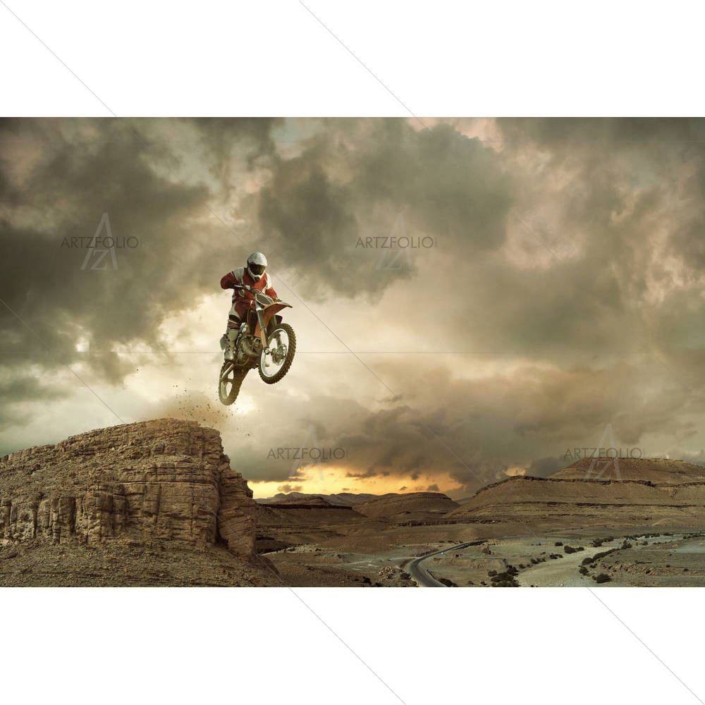 Biker Making A Stunt & Jumps In The Air D2 — Abstract custom art by ArtzFolio