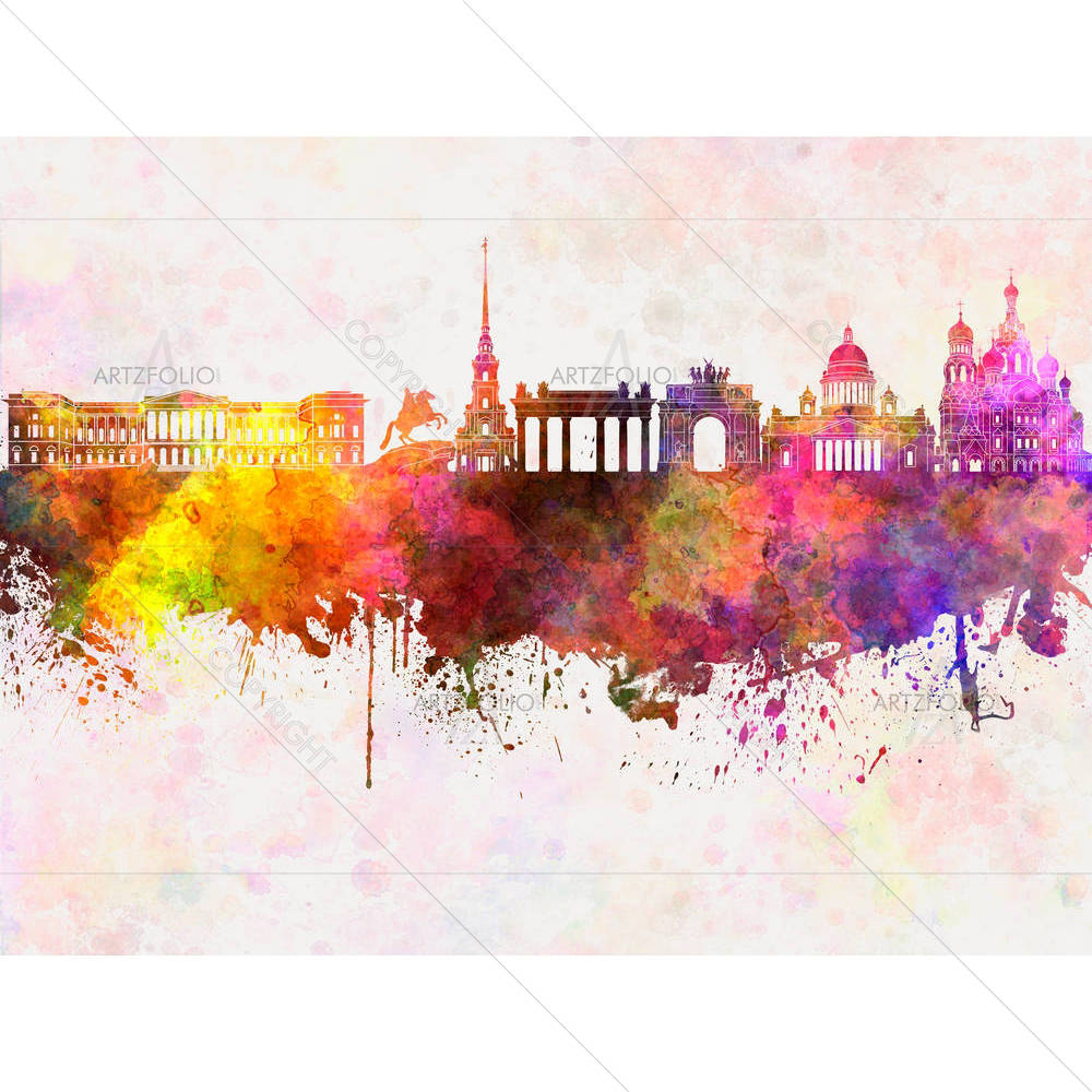 Saint Petersburg Skyline, Russian Port City — custom-size art design 5006368