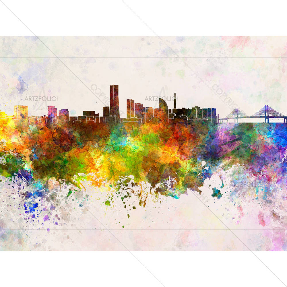 Yokohama, Japan, Skyline — Abstract custom art by ArtzFolio