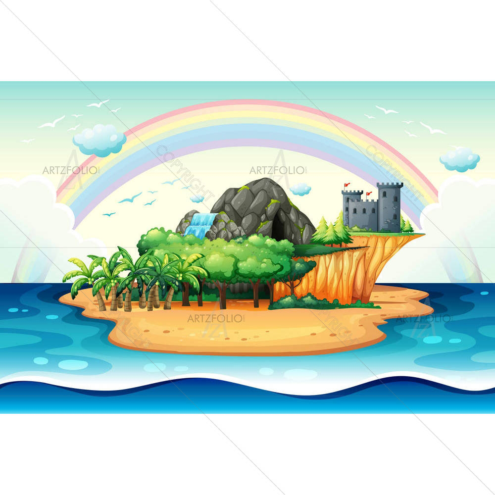 Desert Island — Animated Cartoons custom art by ArtzFolio