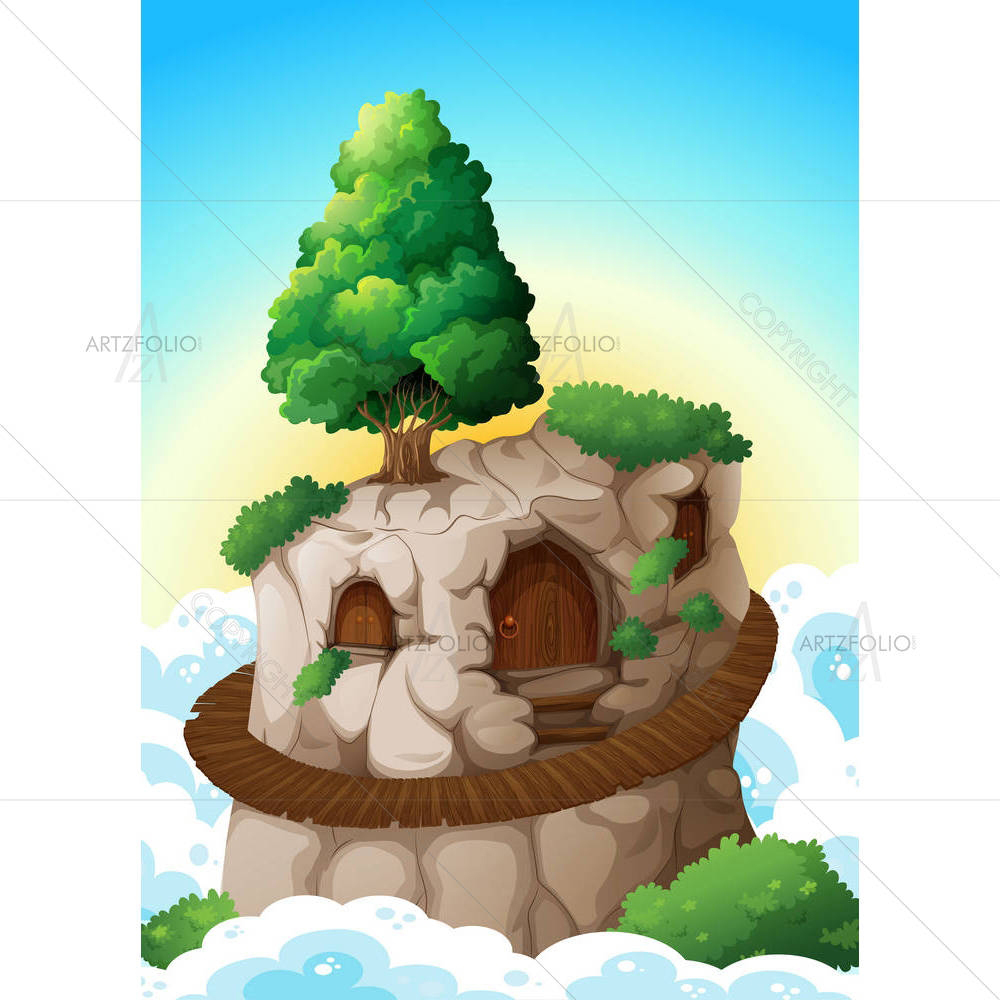 House on a Clift — Fluid marble custom art by ArtzFolio