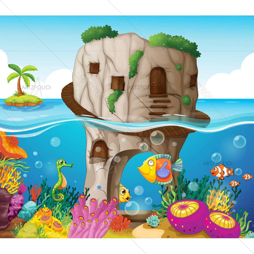 Cave & Ocean View — custom-size art design 5006386
