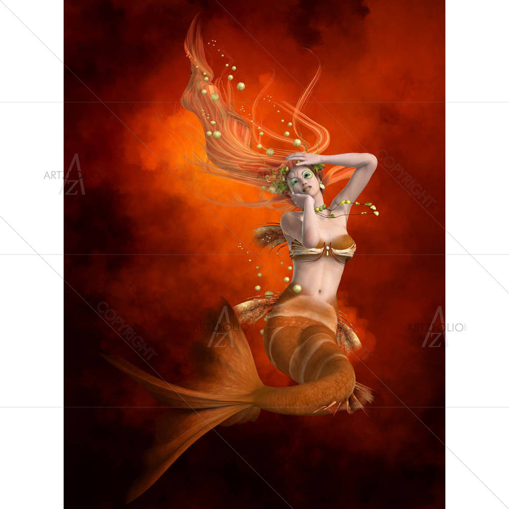 Mermaid in Red — custom-size art design 5006392