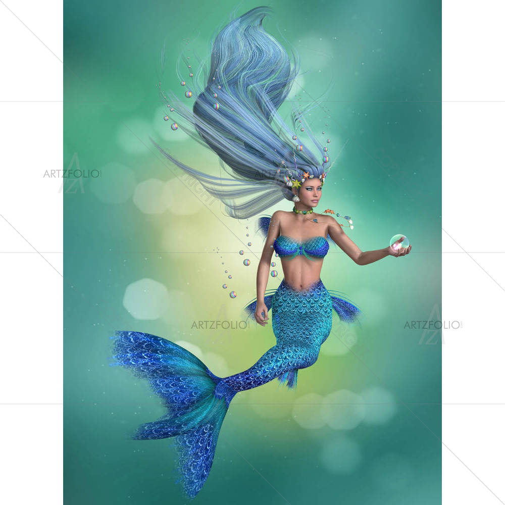 Mermaid in Blue — custom-size art design 5006393