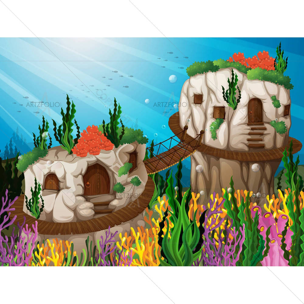 Two Caves Underwater — Botanical custom art by ArtzFolio