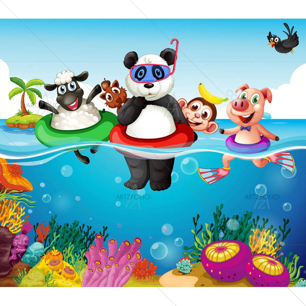 Animals Swimming In The Ocean — Botanical custom art by ArtzFolio