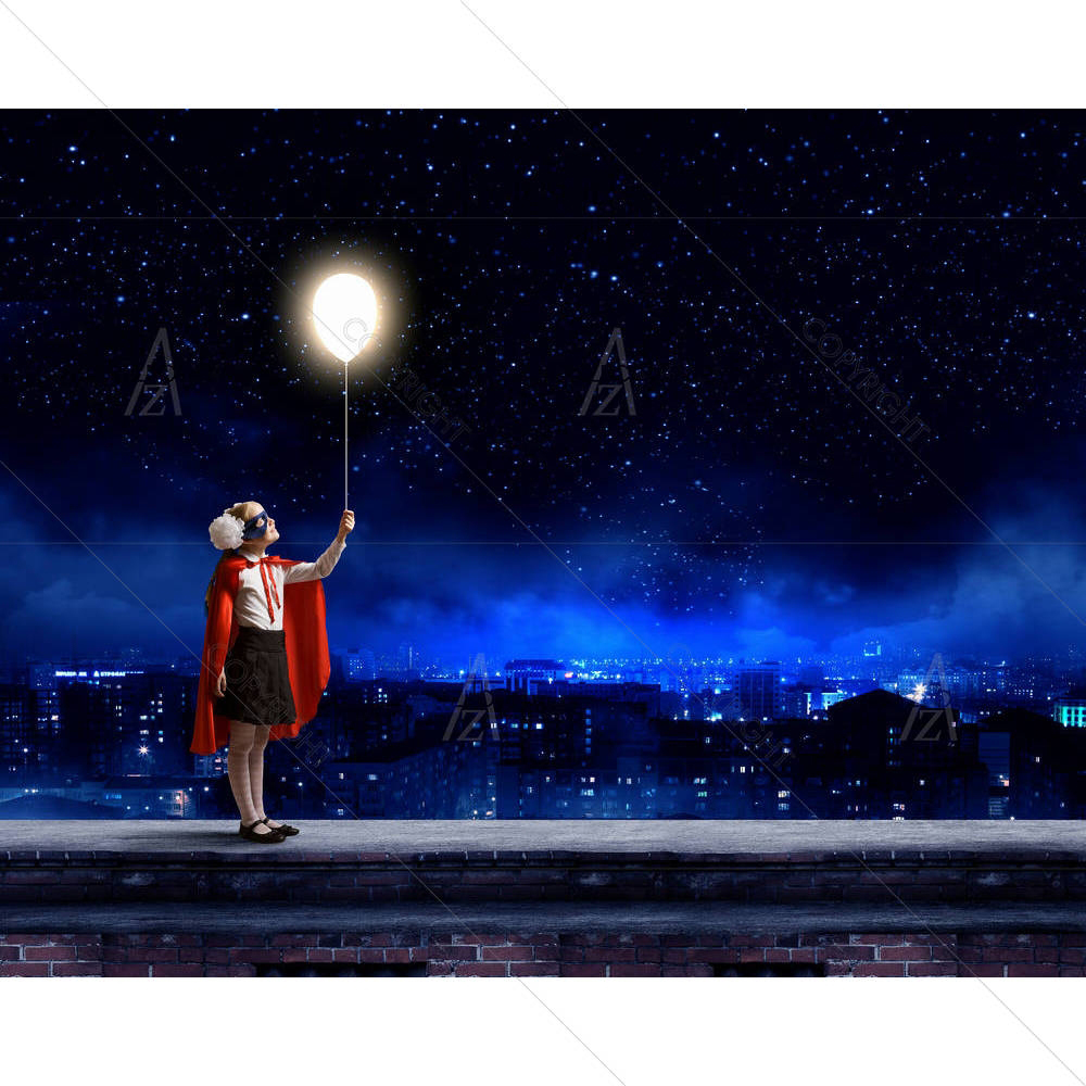 School Girl in a Superhero Costume D2 — custom-size art design 5006405