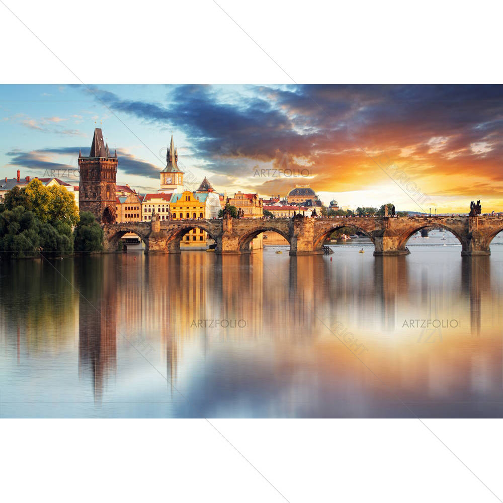 Charles Bridge in Prague, Czech Republic — Fluid marble custom art by ArtzFolio