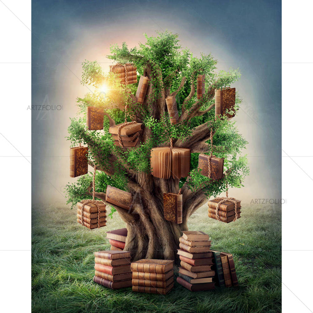 Tree Of Knowledge In The Meadow — custom-size art design 5006418