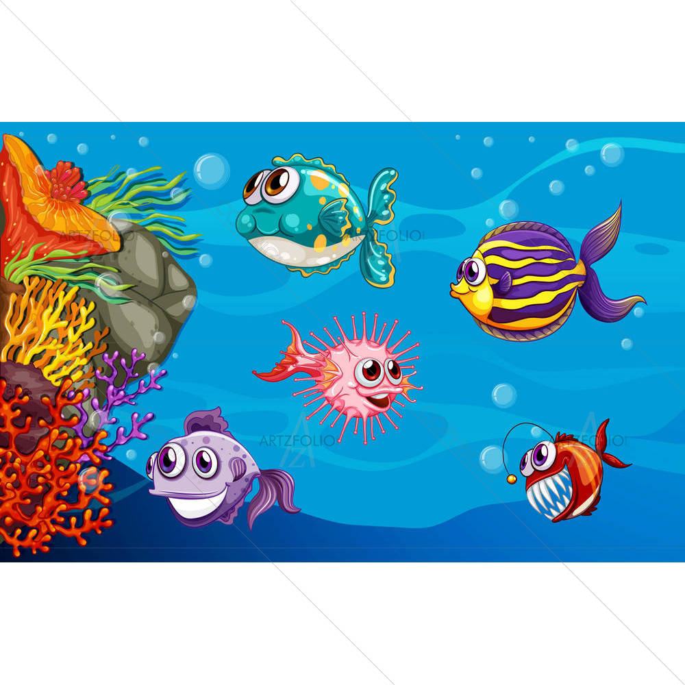 Fish Swimming Underwater D2 — custom-size art design 5006422