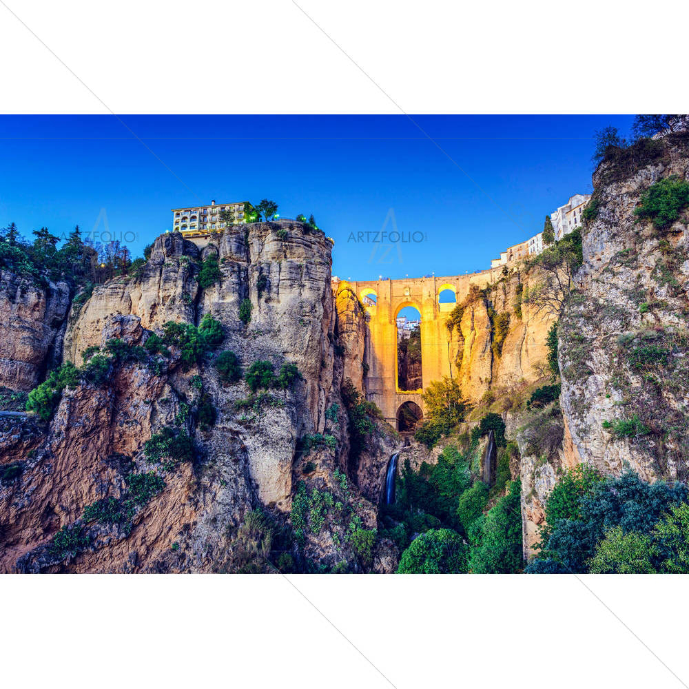 Ronda, Spain at Puente Nuevo Bridge — Ancient custom art by ArtzFolio