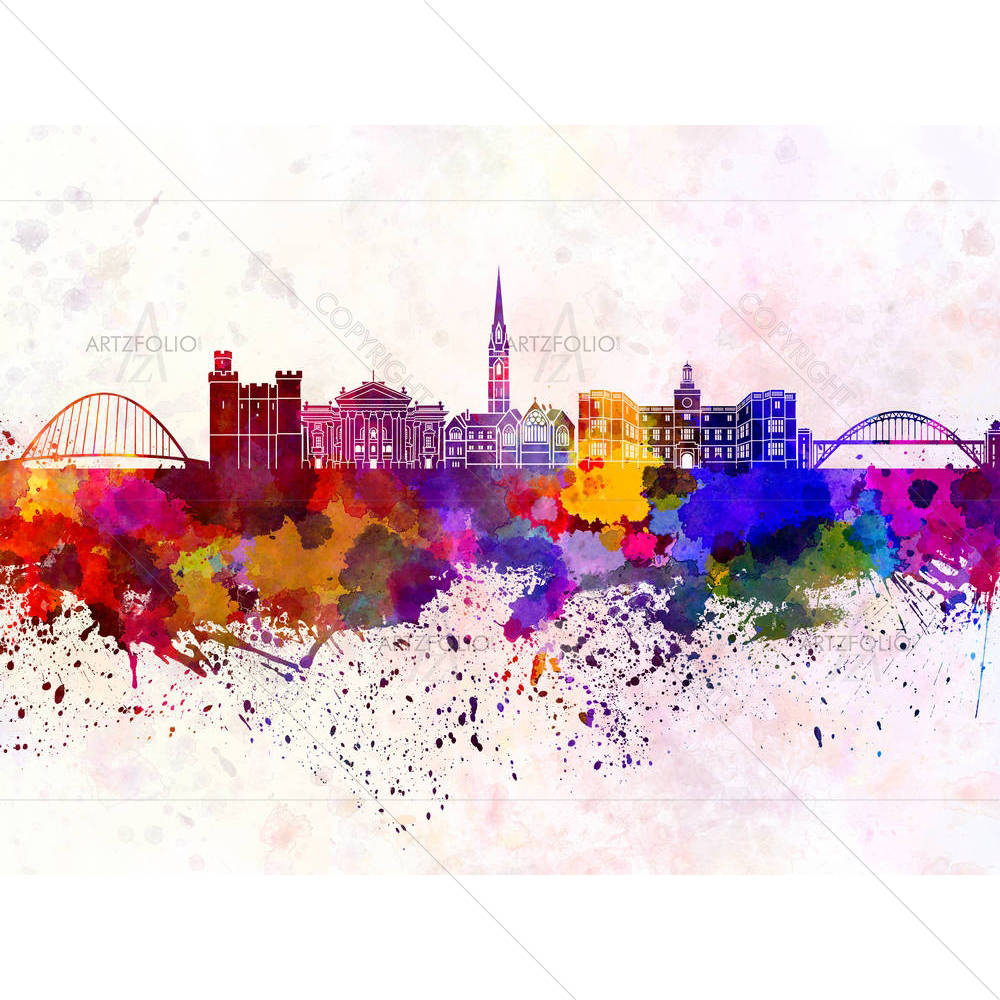 Skyline of Newcastle upon Tyne, Northeast England — Abstract custom art by ArtzFolio
