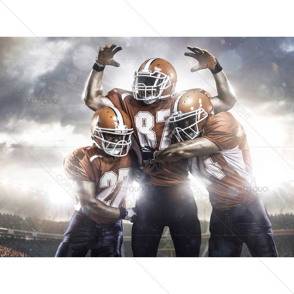 American Football Players In Action On The Stadium — custom-size art design 5006460
