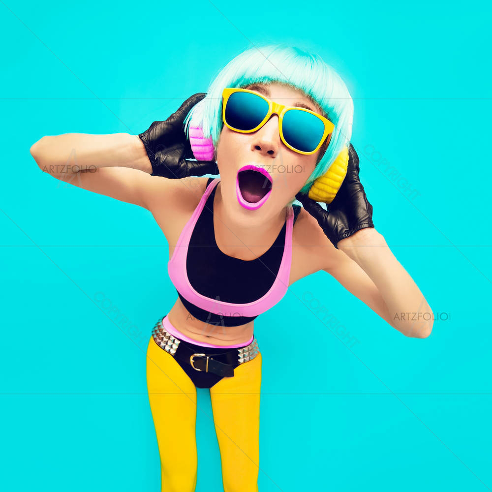 DJ Girl Listening Music D2 — custom-size art design 5006480