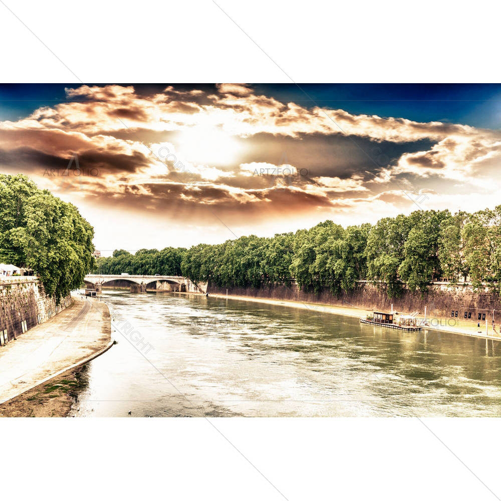 The Tiber River In Rome, Italy D2 — custom-size art design 5006488
