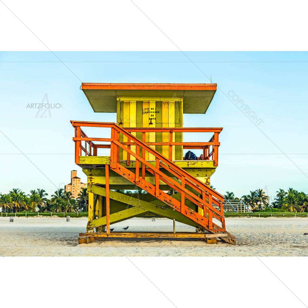 Life Guard Tower On Miami Beach, Florida USA — custom-size art design 5006491