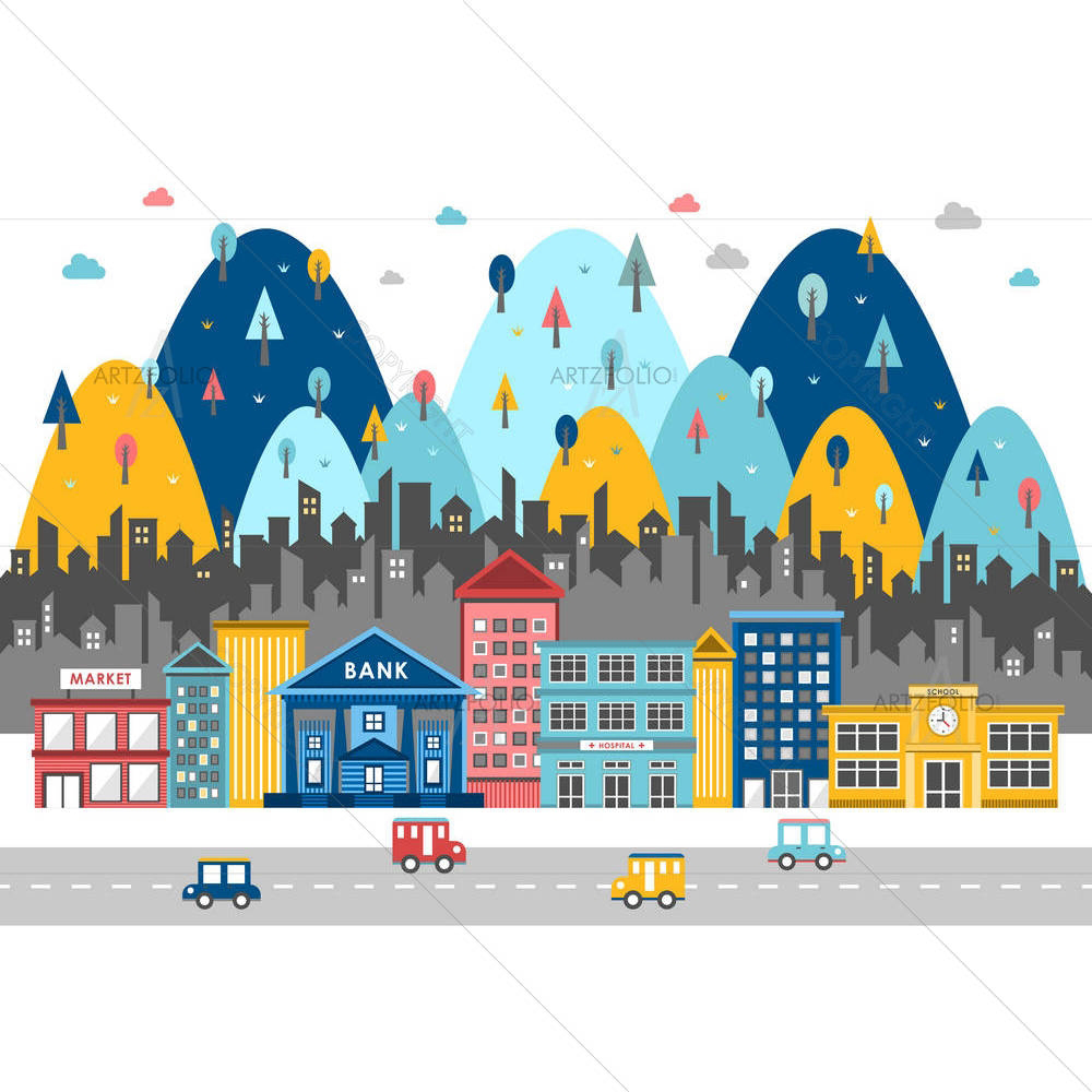 Colorful City Street — Abstract custom art by ArtzFolio