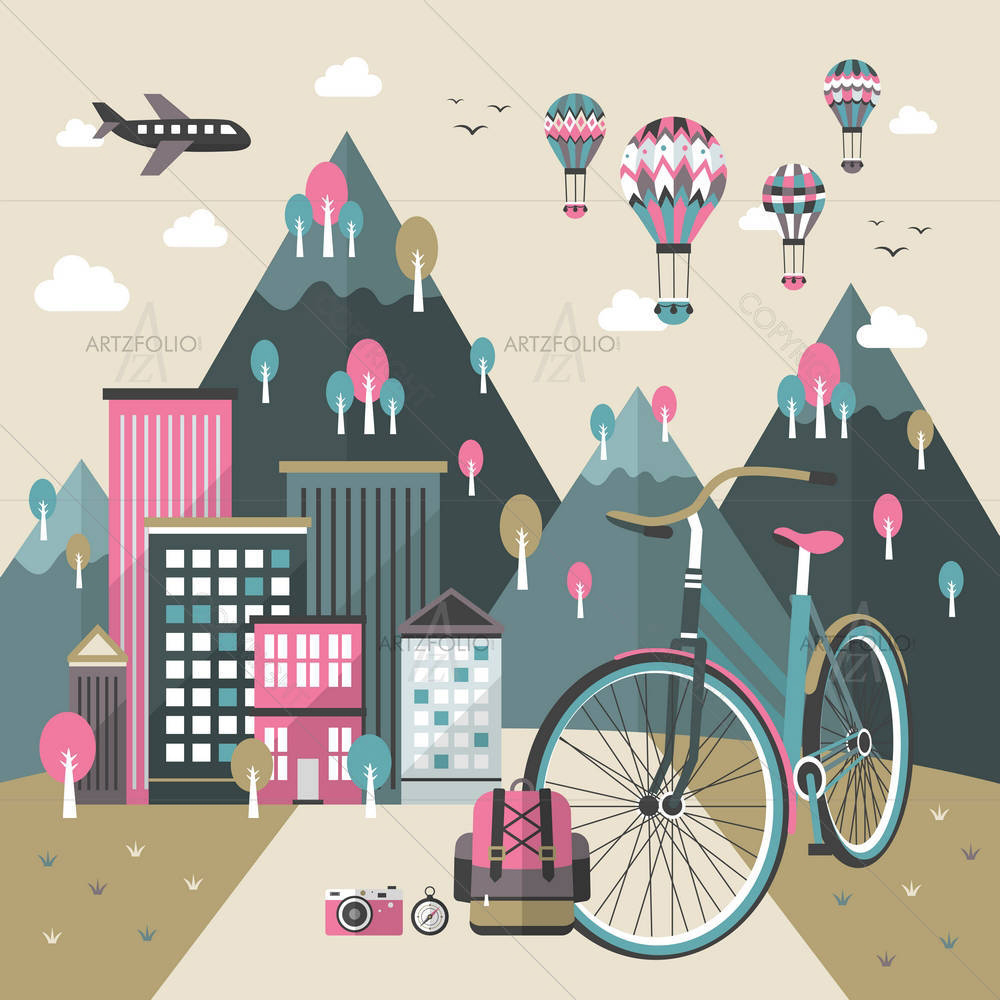 Bike Travel Concept Graphic — custom-size art design 5006498