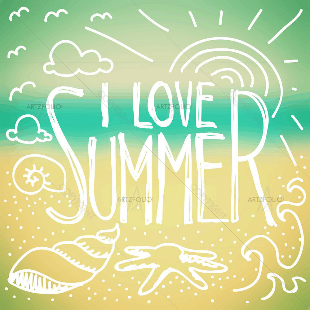 I Love Summer Quote & Doodle — custom-size art design 5006504