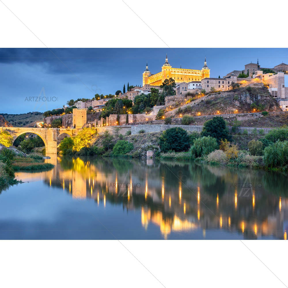 Old Town Toledo Skyline on the River, Spain — Landscapes custom art by ArtzFolio