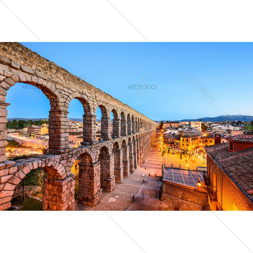 Segovia, Spain Old Town View — Fluid marble custom art by ArtzFolio