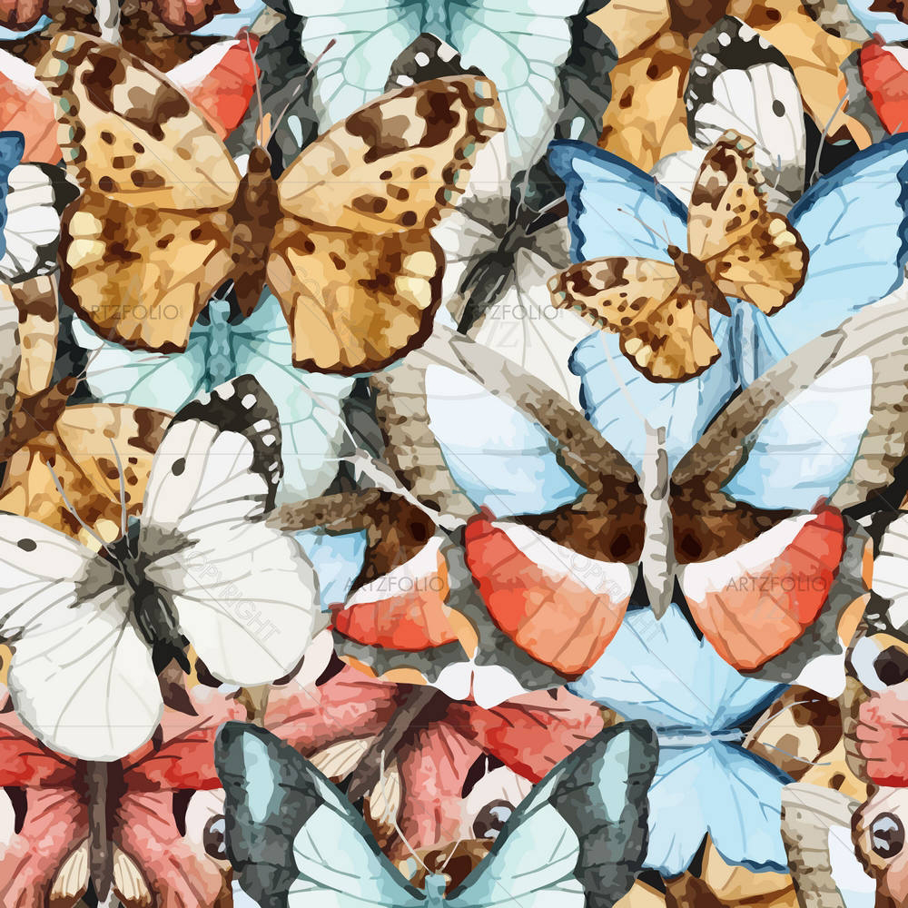 Watercolor Butterfly Pattern — custom-size art design 5006535