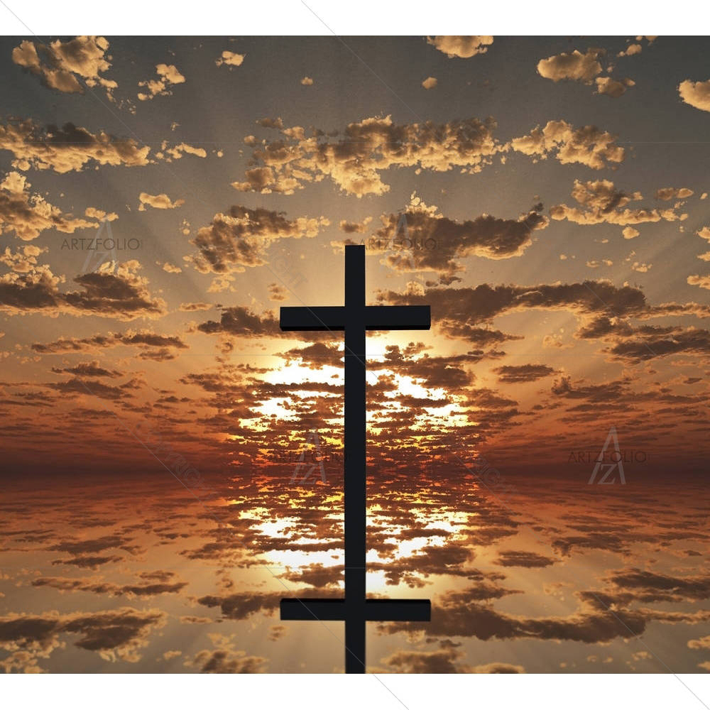 Sunset Or Sunrise With Cross — Devotional custom art by ArtzFolio