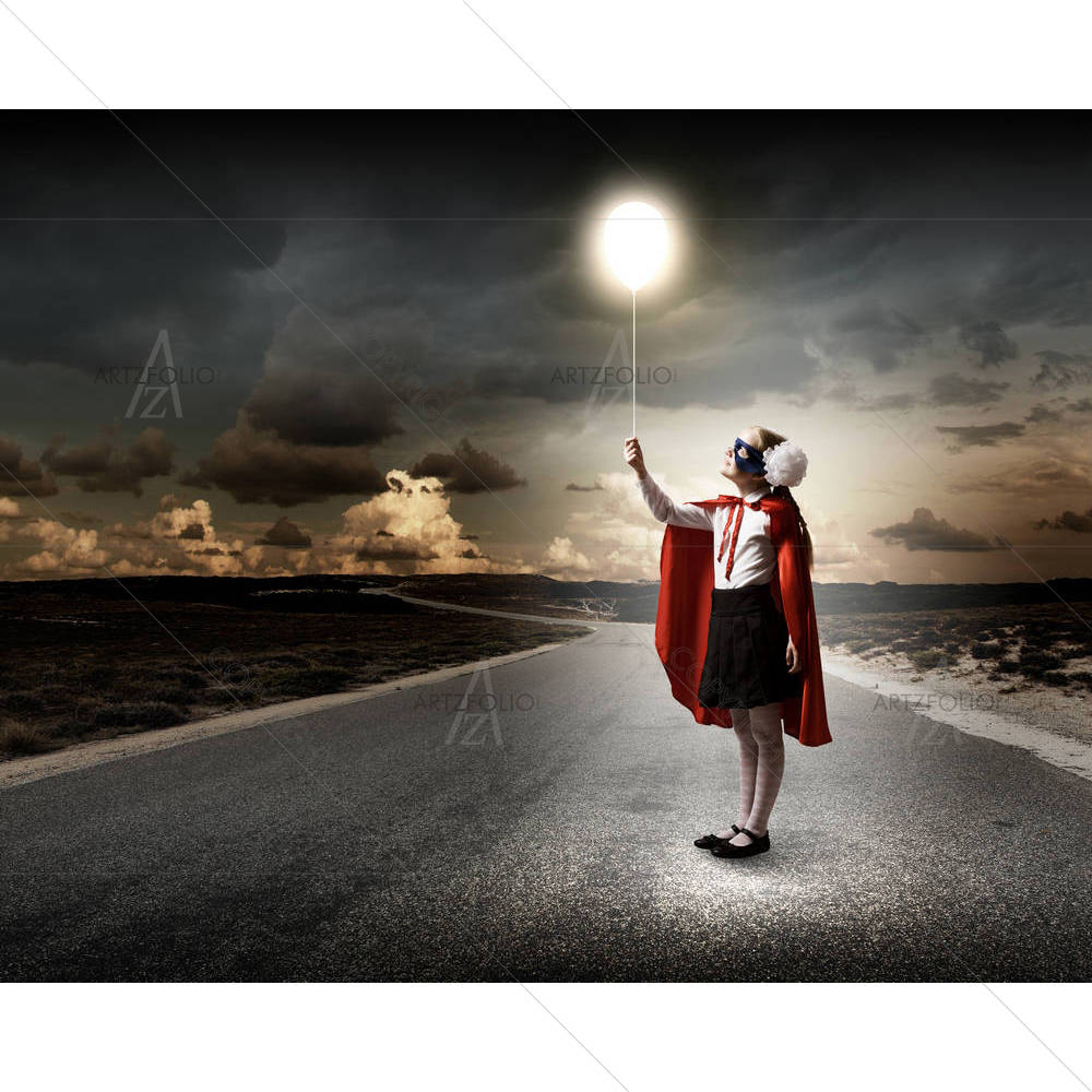 School Girl in a Superhero Costume D3 — custom-size art design 5006543