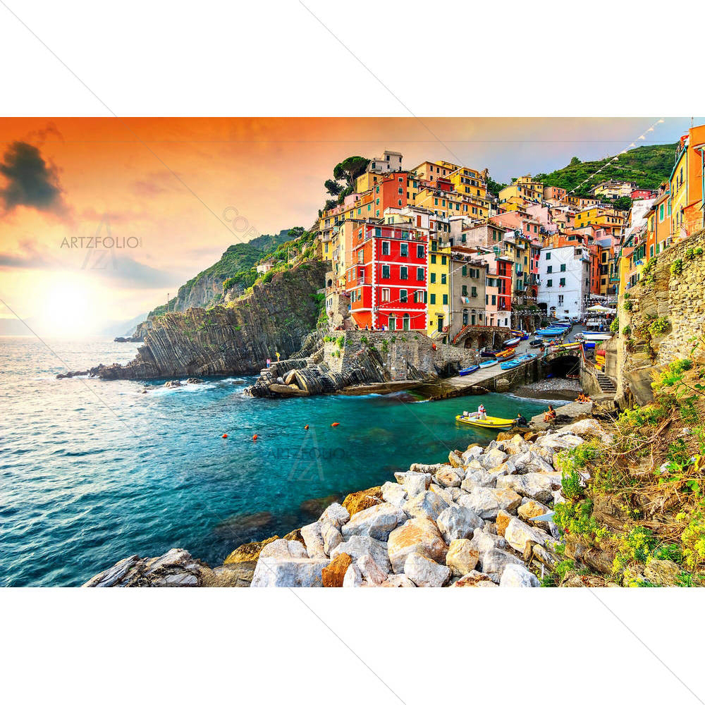 Cinque Terre National Park in Italy, Europe — Devotional custom art by ArtzFolio