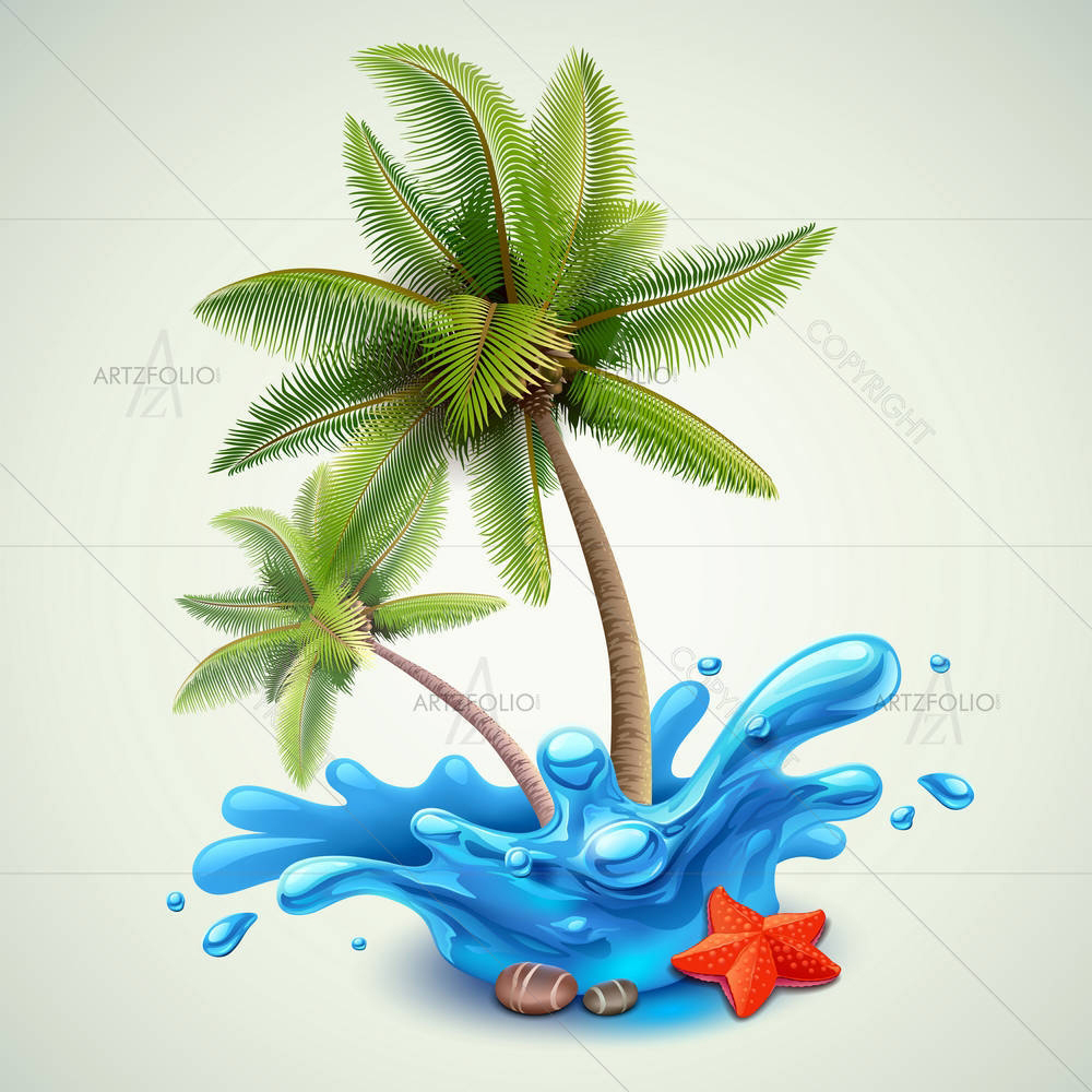 Water Splash With Palms — custom-size art design 5006550