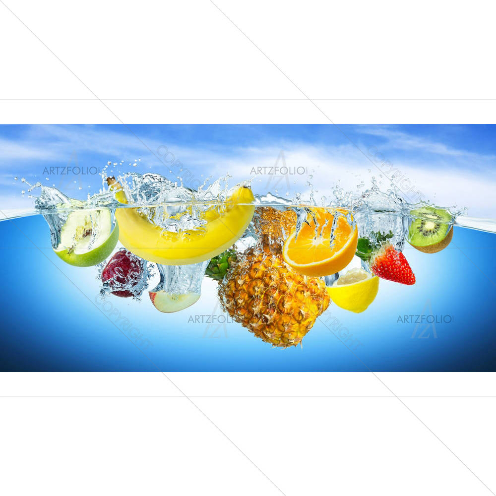 Fruits Splashing Into Water — custom-size art design 5006552