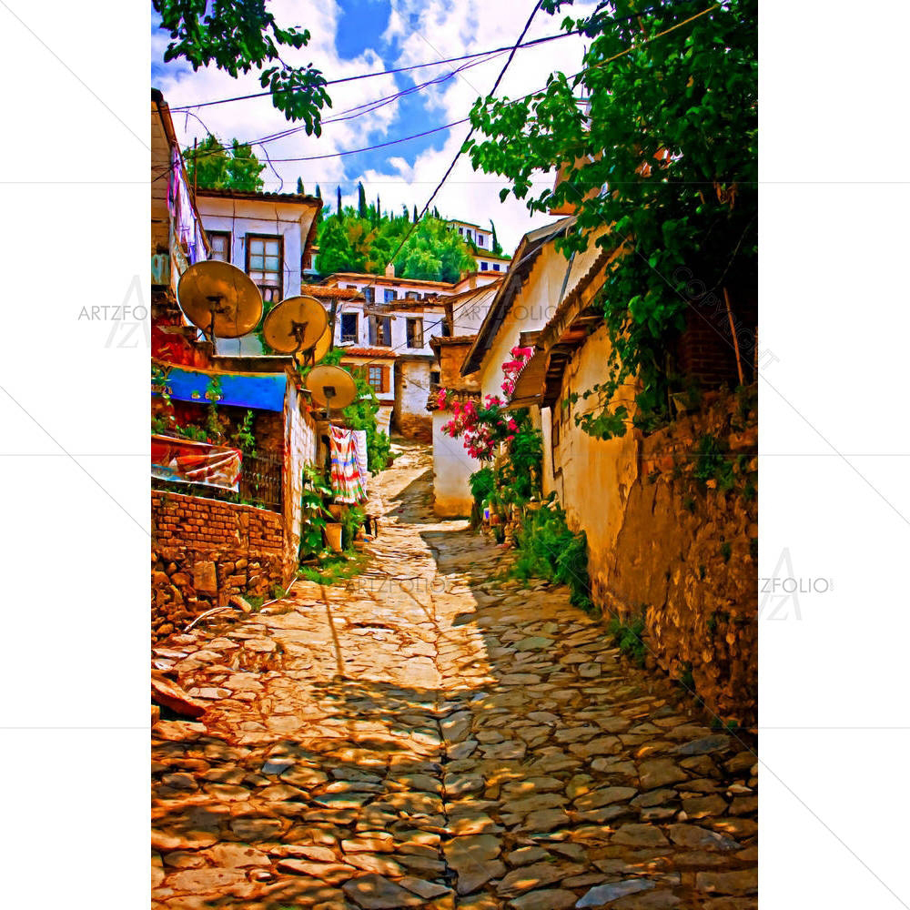 Turkish Village Street Scene — custom-size art design 5006567
