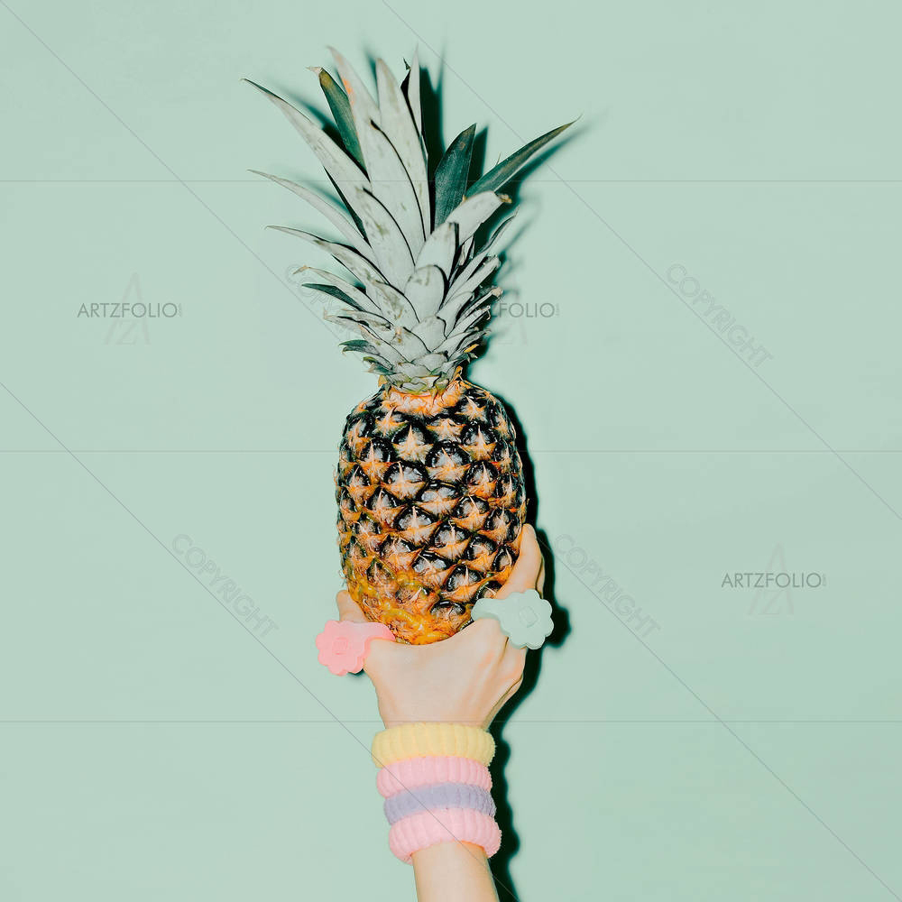 Hand Holding Pineapple — custom-size art design 5006581