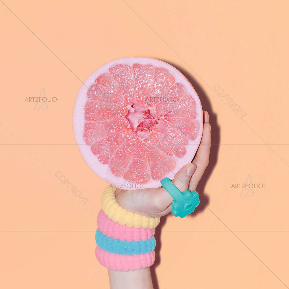 Minimal Fashion Style Hand & Grapefruit — custom-size art design 5006582