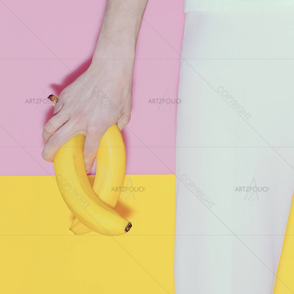Minimal Fashion Style Model With Bananas — custom-size art design 5006583