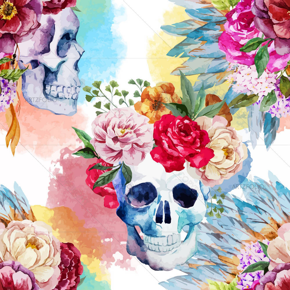 Ethnic Skull D1 — Botanical custom art by ArtzFolio