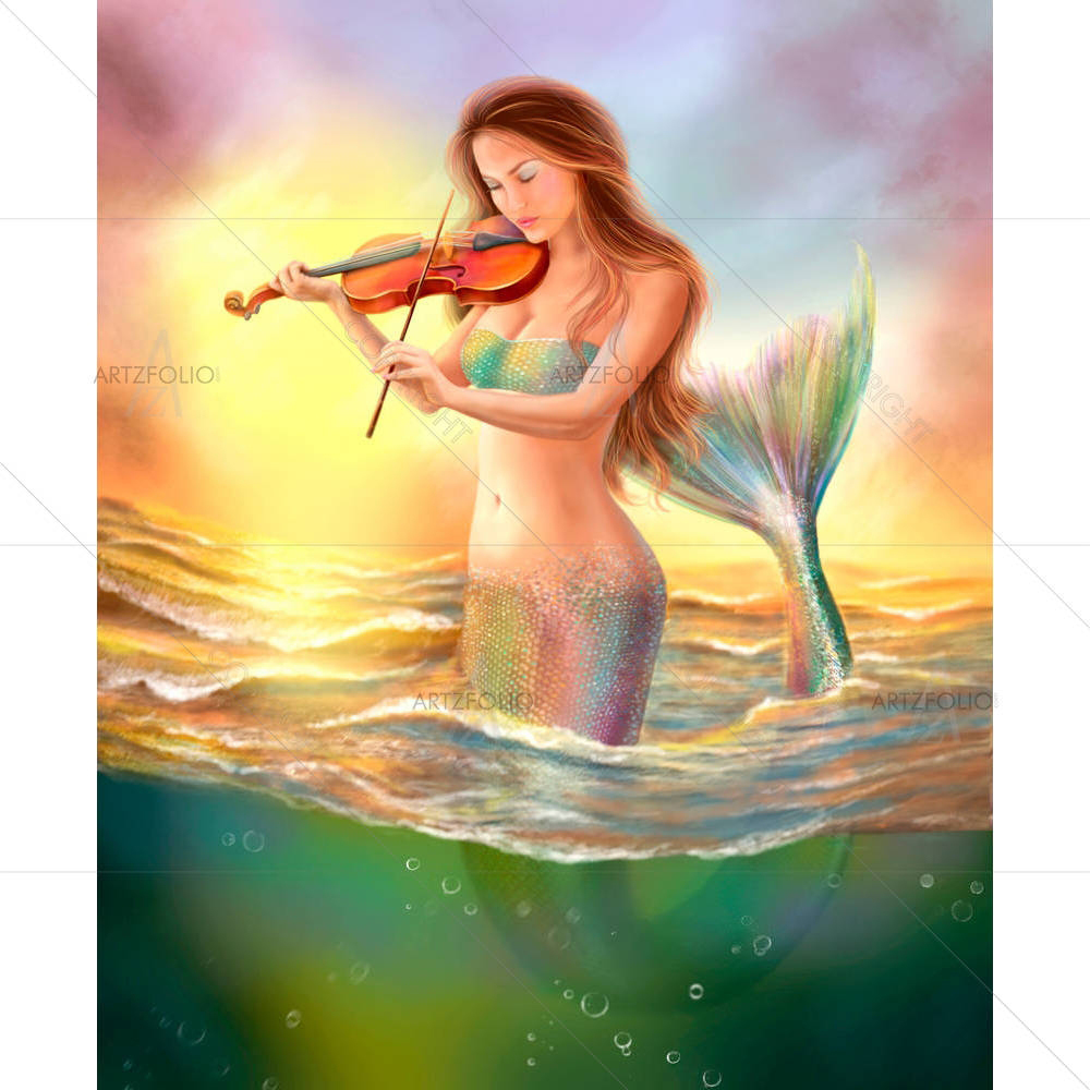 Mermaid Plays on Violin — Landscapes custom art by ArtzFolio