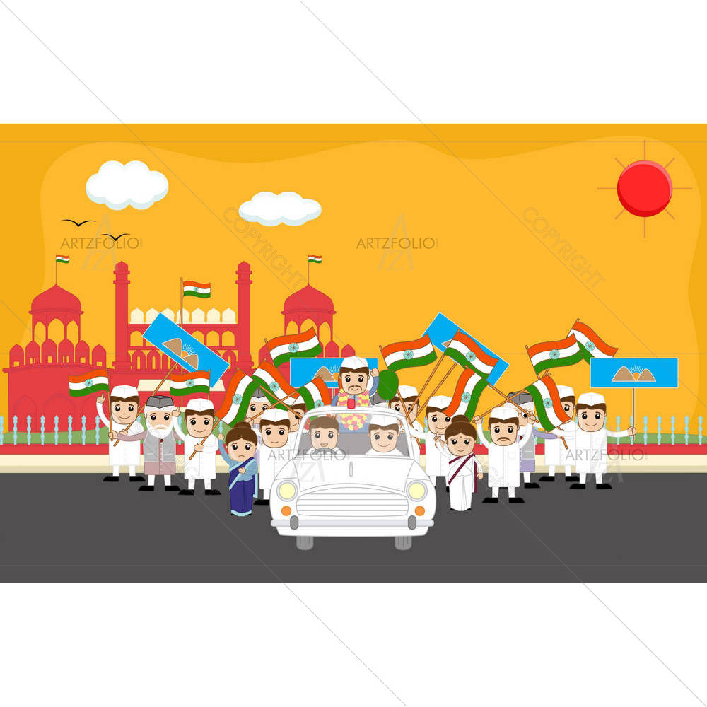 Indian Flag in Front of Red Fort, New Delhi, India — Kids & Nursery custom art by ArtzFolio